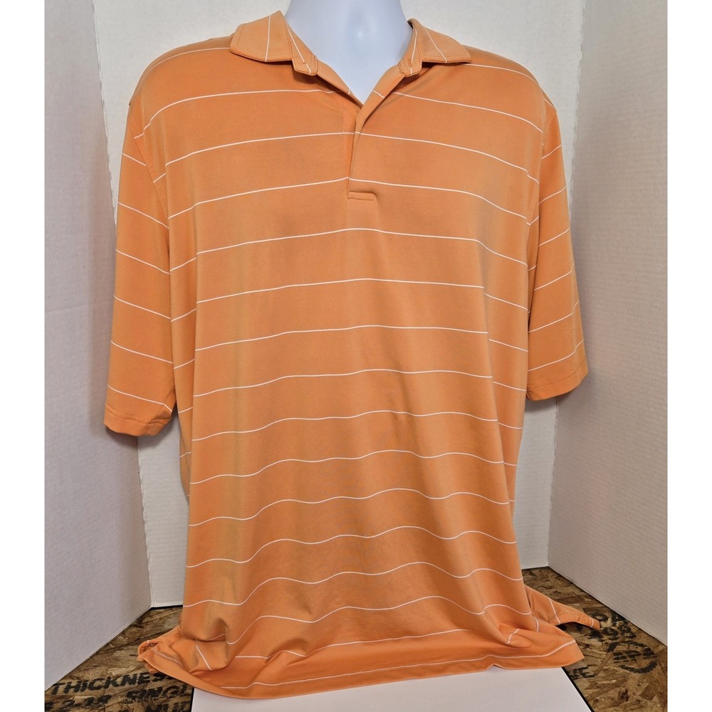 Fairway & Greene Tech Mens XL Orange Striped Golf Polo Shirt‎ FG-CWC-30 Stretch